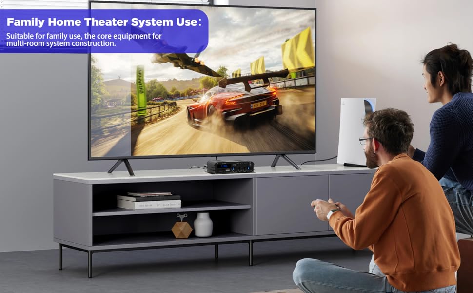 4.1-канальний підсилювач 1600W, Bluetooth 5.0, HiFi міні підсилювач для домашніх колонок 40Вт x4 + активний сабвуфер, USB/TF, MP3, пульт, 110-240V/12V, S299