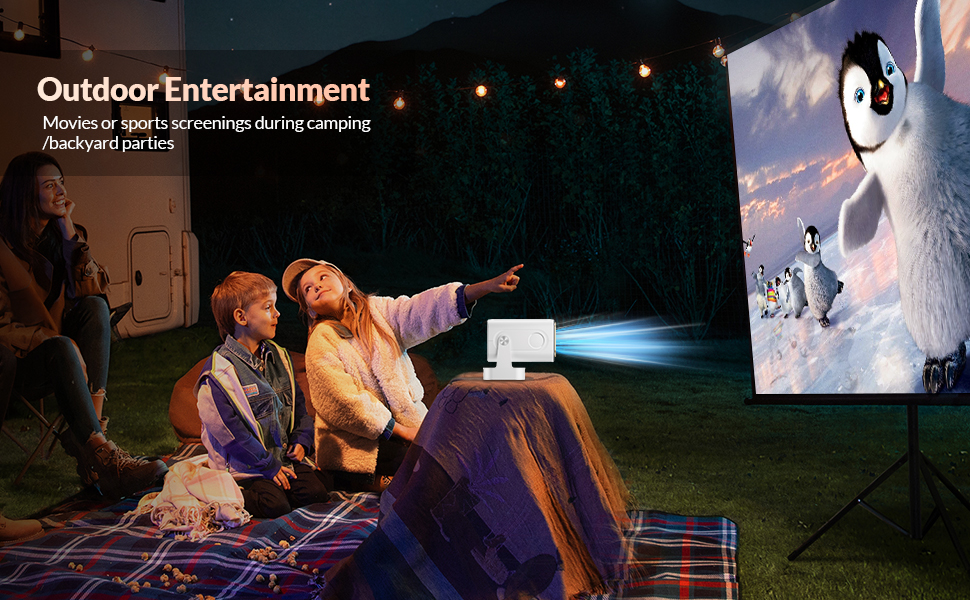 Міні проєктор Smart Beamer 4K 1080P з Android 11, WiFi 6, BT5.0, 180° поворотний, для дому та вулиці, сумісний з Android/iPhone/PC/Mac/Switch, білий (чорний + білий)