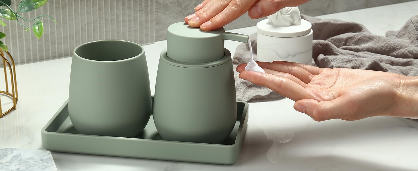 Сучасний набір для ванної кімнати AJEUNGAIN сірого кольору: мильниця, стакан для зубної пасти, піднос. Організатор для ванної кімнати (сірий). 3 предмети