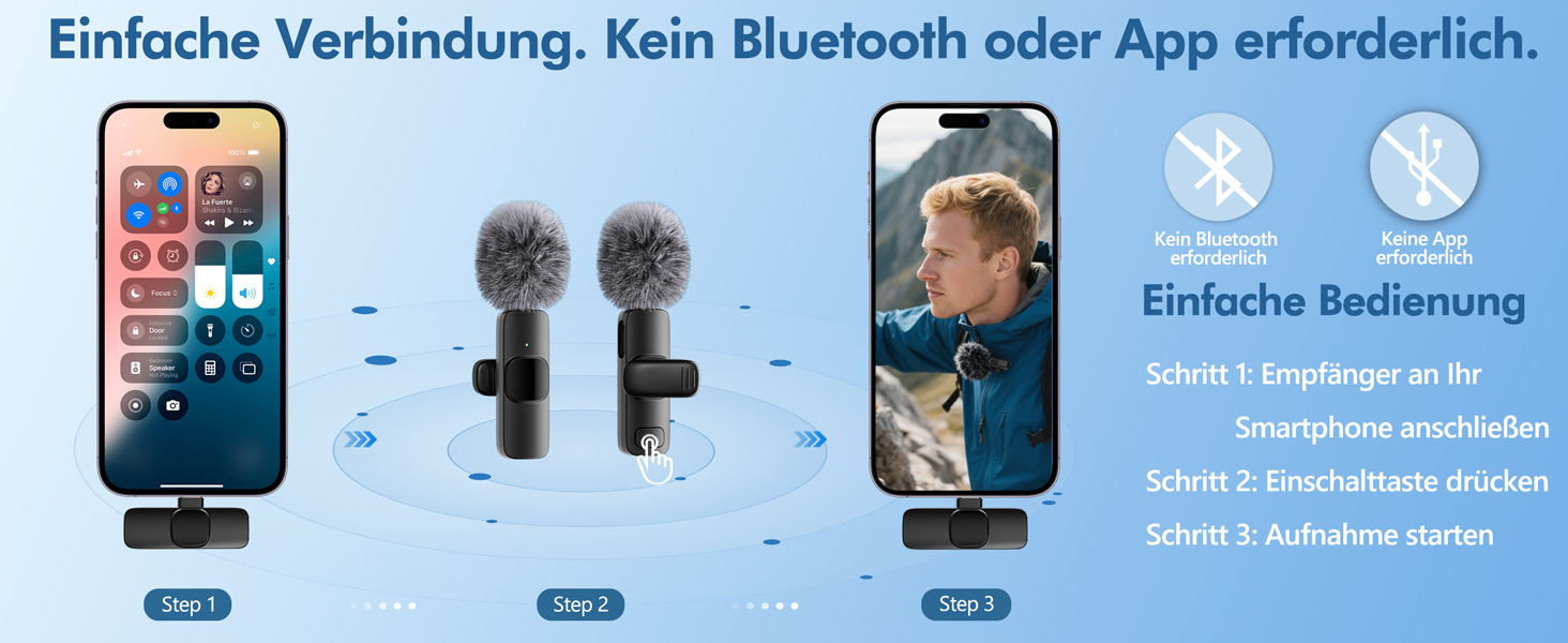 Мікрофон Lavalier Mini Mic Pro (2 шт.) з USB-C для iPhone, iPad, Android - для відео, інтерв'ю, подкастів, Vlog, TikTok, YouTube (сірий)