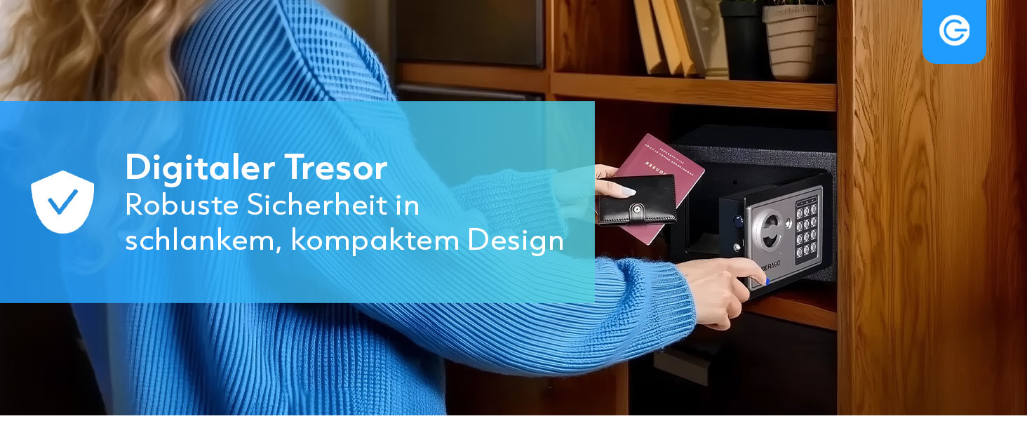 Сталевий сейф Silvergear® Tresor для дому з електронним замком та кодовою панеллю | Сейф для ключів та грошей з 2 ключами