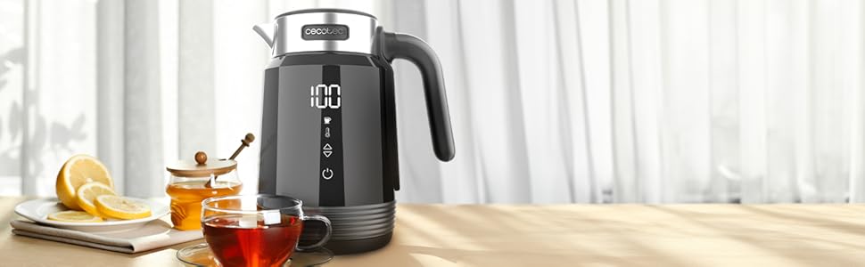 Електричний чайник Cecotec ThermoSense 600 Touch White, 1.7 л, 2200 Вт, з нержавіючої сталі та пластику, LED-підсвітка, поворотна база 360°