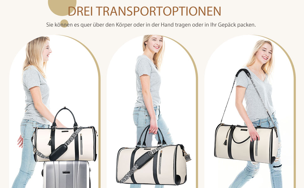 Сумка-органайзер для подорожей 50 л, 2-в-1: сумка та водонепроникне взуття з антизминальним системою для жінок та чоловіків – ідеально для ділових поїздок та відпочинку (Бежевий)