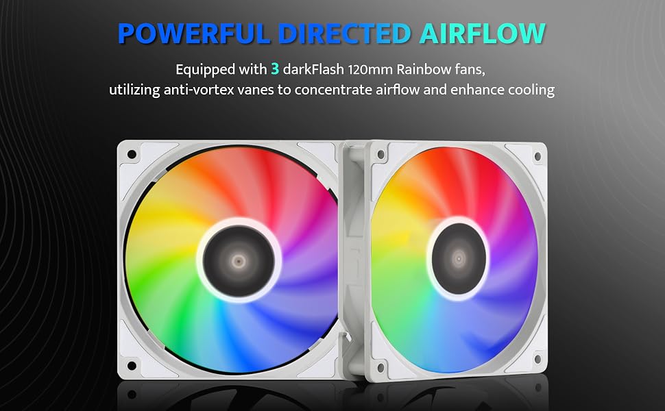 Ігровий корпус darkFlash DRX70 ATX Mid-Tower, 3 RGB-вентилятори 120мм, загартоване скло, сітчаста передня панель, USB 3.0, Білий