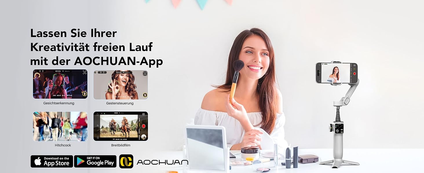 Стабілізатор гіроскоп AOCCHUAN Smart V8 з 7.8-дюймовою штангою, AI-трекінг, OLED-дисплей, кнопка зйомки (Чорний)