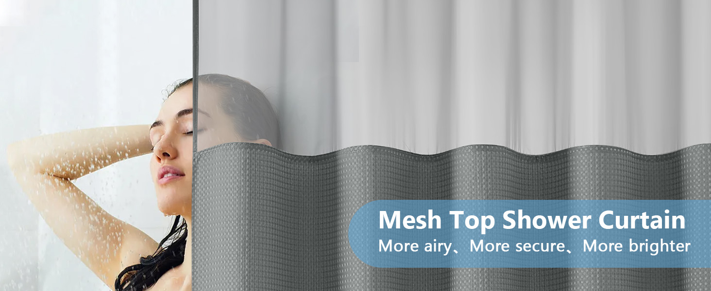 Шторка для душу FY&XZH з гачками, важка, водонепроникна, з ТПУ-покриттям, стиль готелю з сітковим вікном, 2 гачки, зелений (83 x 83 см)