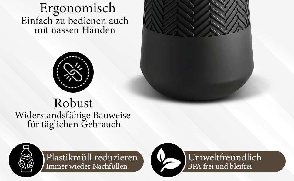 Дозатор мила та мийного засобу чорного кольору, 280 мл, для кухні