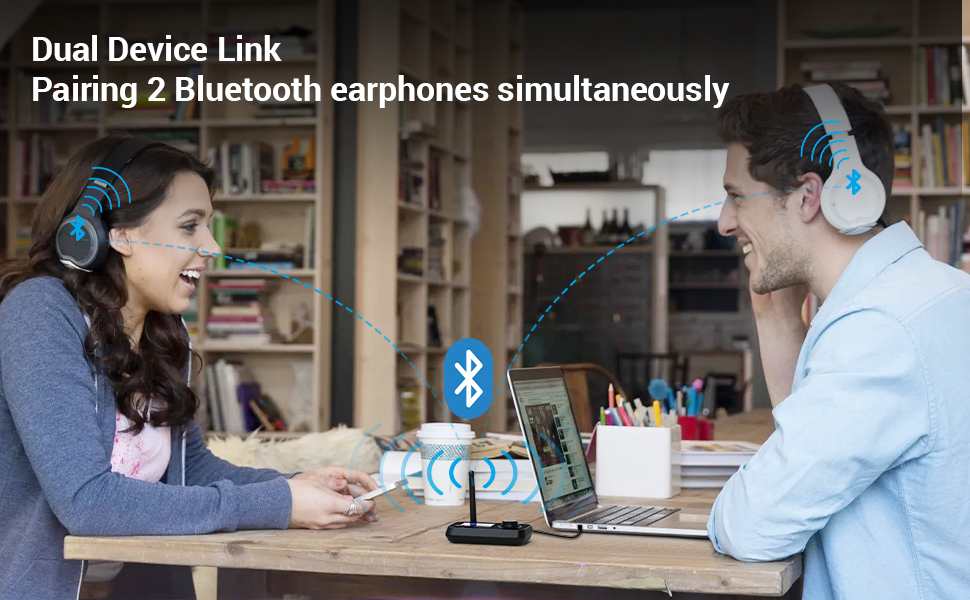 Bluetooth 5.0 Аудіоадаптер 3-в-1: Передавач, приймач, обхідник з низькою затримкою. Підтримка 2 навушників. AUX, Оптичний, RCA для TV, стереосистеми, ПК (Чорний)