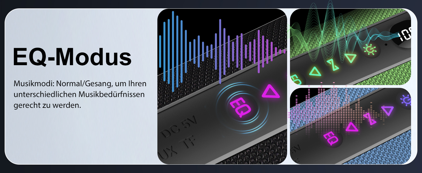 Портативна Bluetooth колонка COIOC з підсвіткою, 30W, IPX7, 30 годин, AUX, TF карта - Чорна
