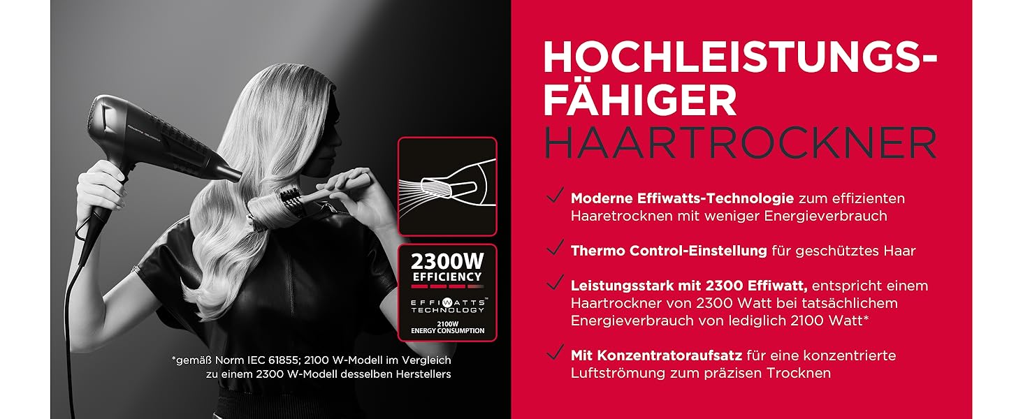 Фен Rowenta x Karl Lagerfeld CV581L Studio Dry: Ефективність та стиль, 6 режимів, Thermo Control, концентрат, чорний/червоний
