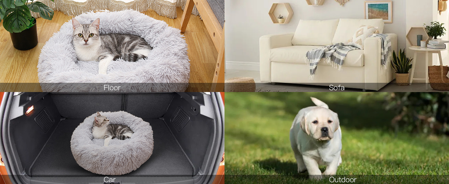 Кругле ліжко для собак та котів BVAGSS, м'яке, плюшеве, діаметр 50 см, блакитне (XH034)