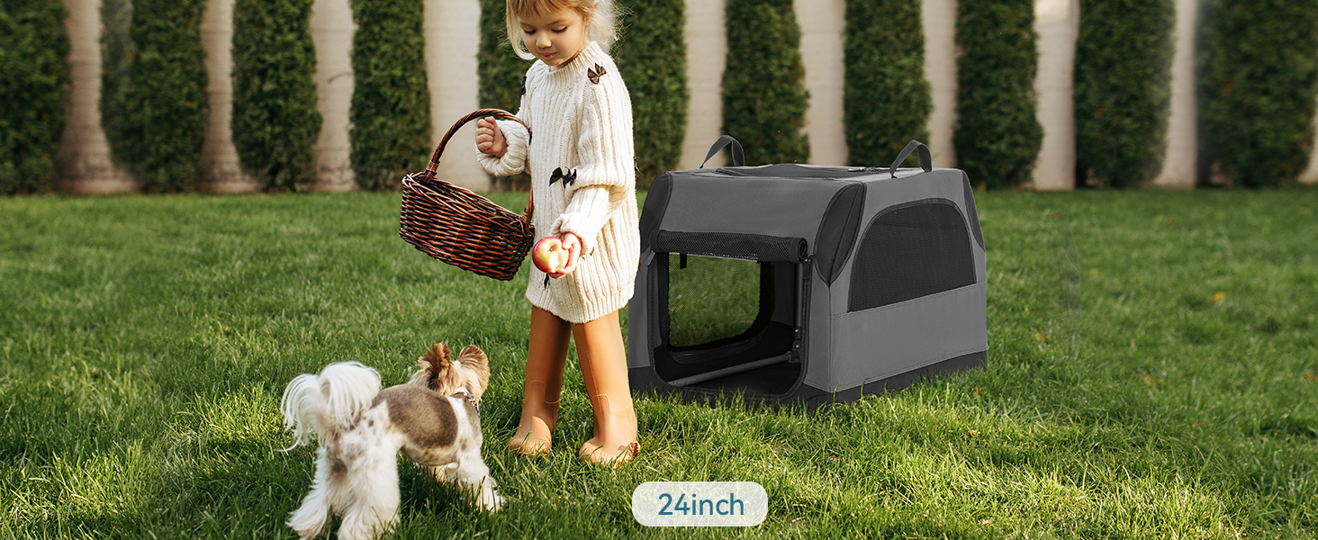 PETSFIT Автомобільна переноска для собак, складана, сіра, L, з міцною сіткою та замком-блискавкою