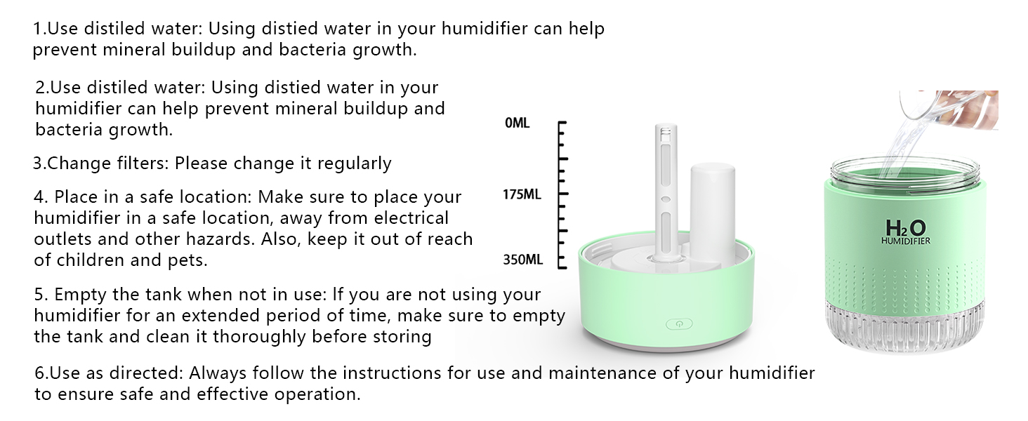 Зволожувач повітря Mini AIR Humidifier з LED-підсвічуванням для дитячої кімнати, офісу, спальні та рослин (Зелений)