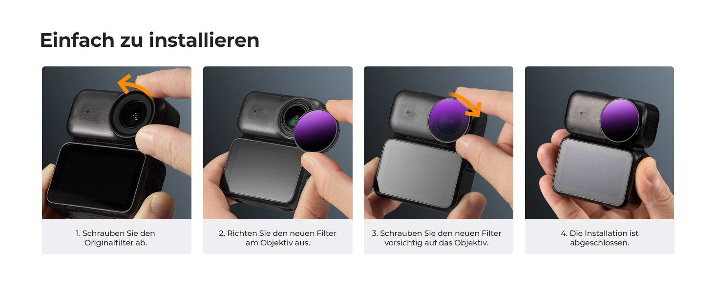 Набір ND-фільтрів K&F Concept для DJI Osmo Nano (ND8, ND16, ND32, ND64) — 4 шт, нейтральний сірий фільтр з HD-скла та алюмінієвою рамою, FD151