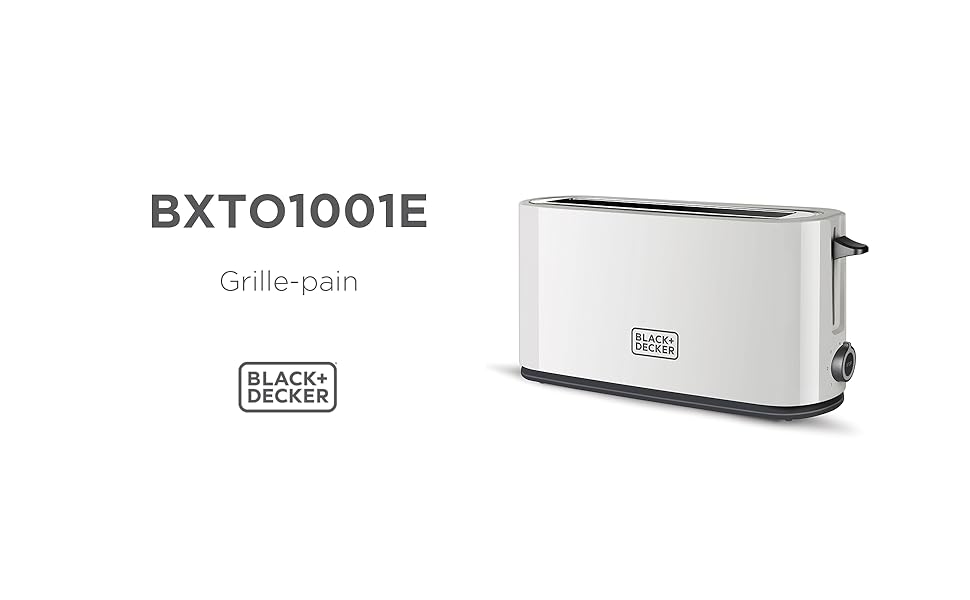 Тостер Black+Decker BXTO1001E, 1000 Вт, 7 рівнів підсмажування, підйом тостів, білий