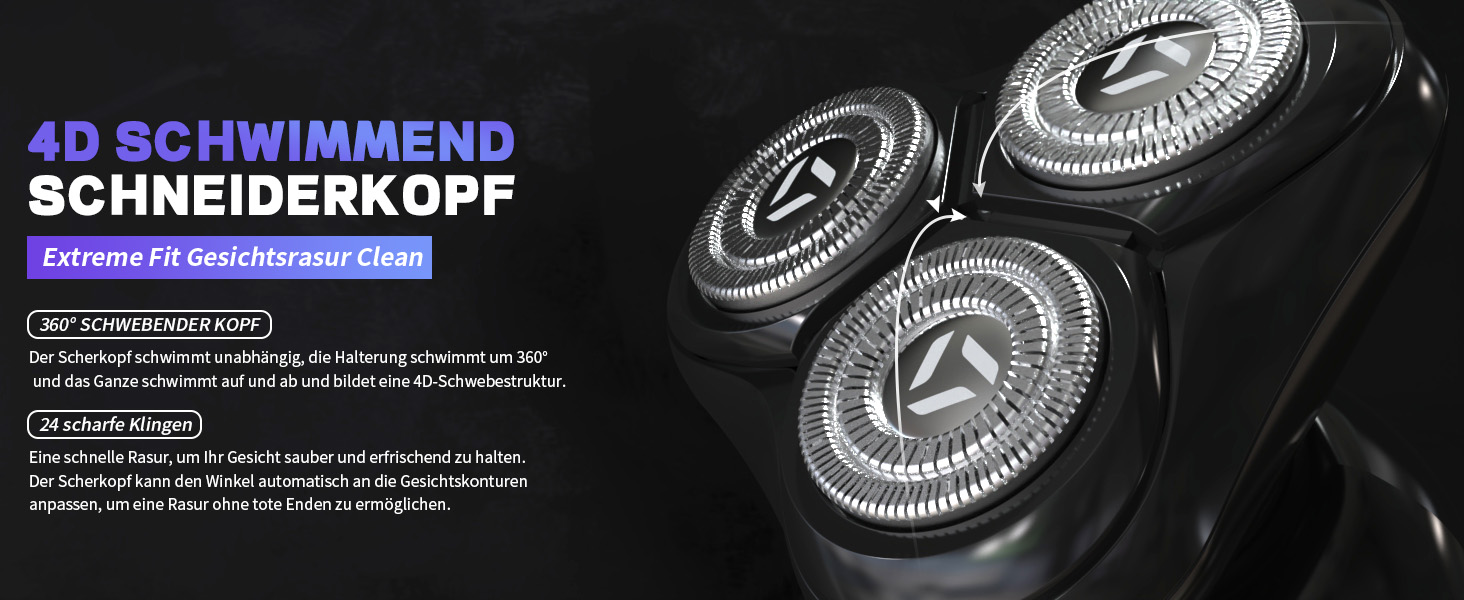 Електричний гоління для чоловіків Sejoy з 4D головкою, бездротовий, для мокрого та сухого гоління, потужний мотор