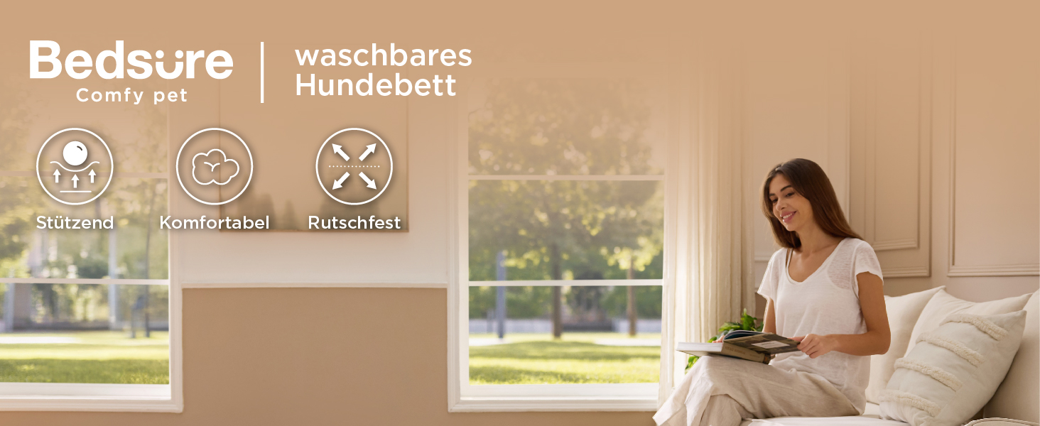 Крісло-ліжко для собак середніх порід BEDSURE - 89x56x7 см. Комфортне килим для собак з антиковзною основою та знімним, пральним чохлом. Матрац для собак з піною 