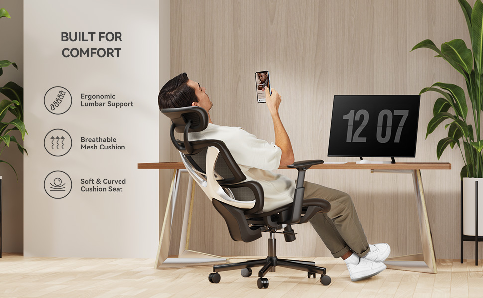 Офісний стіл Noblewell з високою спинкою, комп'ютерне крісло з сітчастої тканини з підтримкою попереку, 3D-підлокітники, подвійна спинка та регульована підголівник