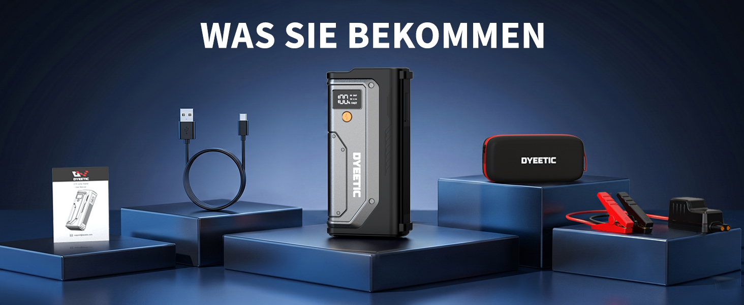 Пусковий пристрій (бустер) для автомобіля Starthilfe Powerbank 8000A, 26800mAh, чорний