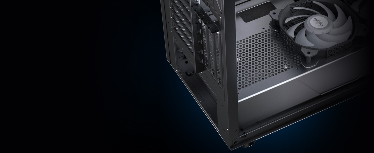 Корпус для ПК MUSETEX K2 ATX Mid-Tower з подвійним склом, білий, 3 вентилятори, USB Type-C