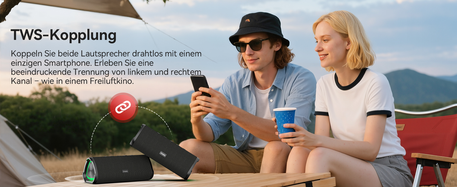 Портативна Bluetooth-колонка Oraolo, бездротова музична система, чорна