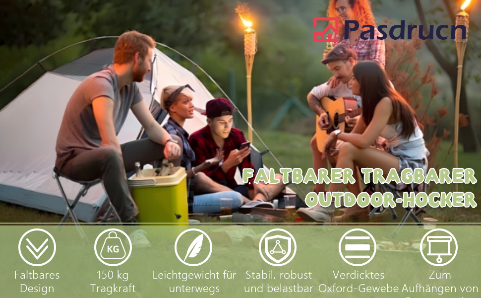 Складаний туристичний стільчик-табурет для кемпінгу (чорний)