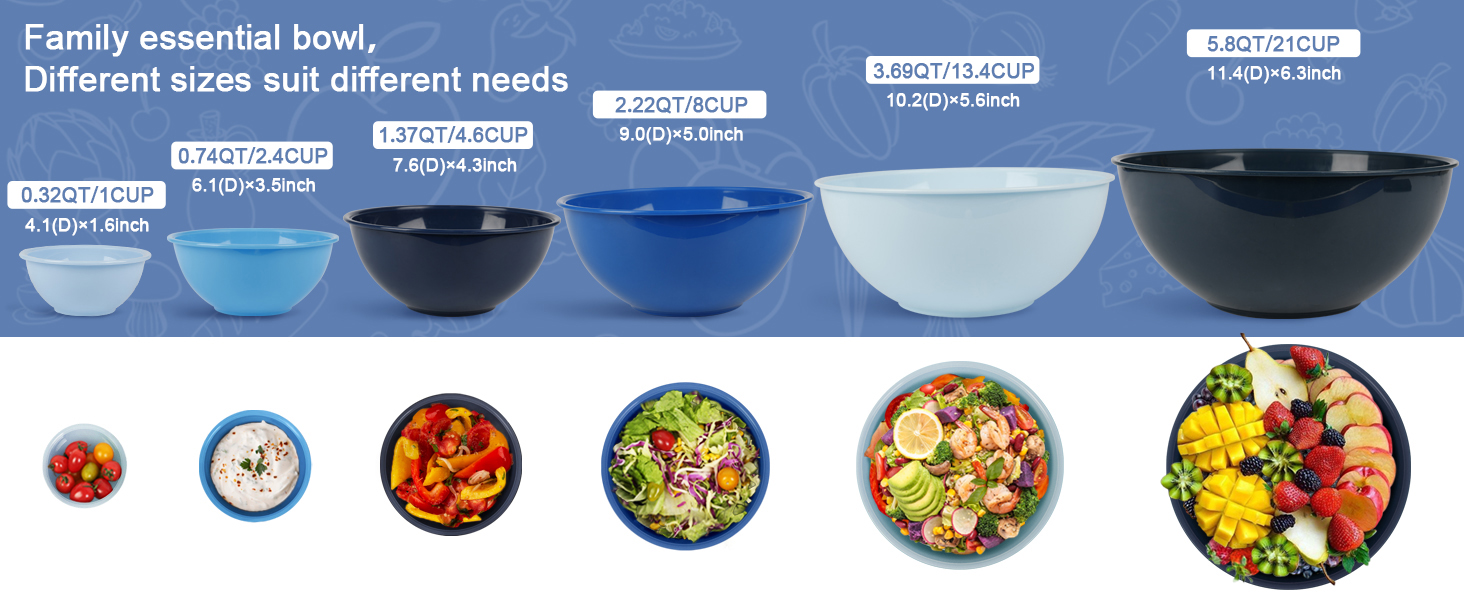 Набір міксерів BoxedHome (12 шт.) з кришками, синій. Зручні, багаторазові, неслизькі, стійкі до утворення подряпин. Ідеально підходять для приготування салатів та інших страв.