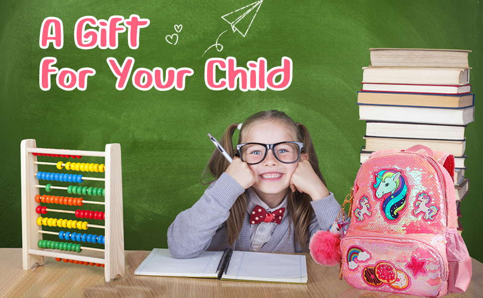 Рюкзак Єдиноріг для дівчинки, дитячий рюкзак з паєтками, персоналізований рюкзак Каваї для школи, рюкзак у дитячий сад/школу, подарунок на день народження/Новий рік, рожевий, 33 см