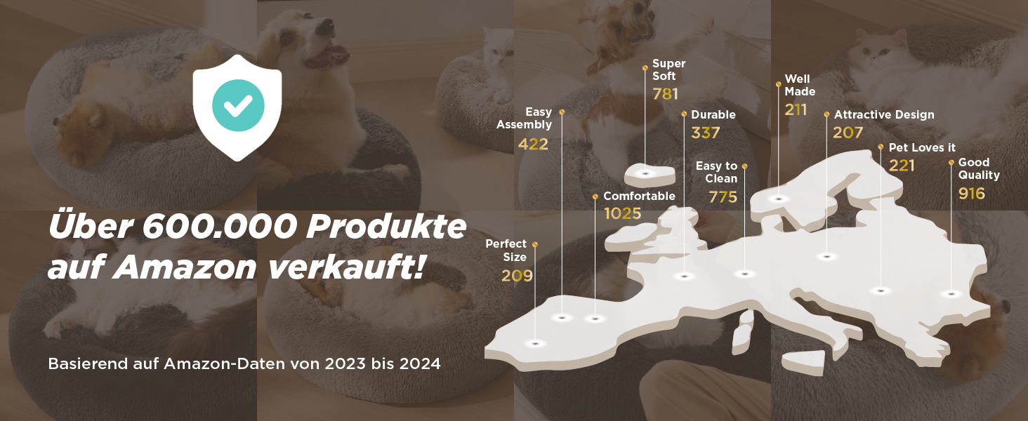 Кругле ліжко для котів та собак BEDSURE, Ø 50 см, плюшеве, кругле, темно-сіре. Підходить для котів та собак маленьких та середніх порід. Розміри: 50x50x13 см