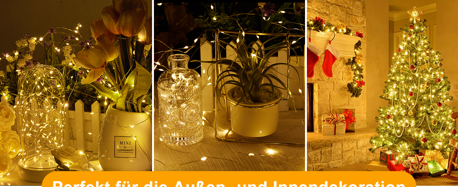 LED гірлянда світлодіодна 23м, 200 LED, струмова, водонепроникна, таймер, 8 режимів, для декору приміщень та вулиці, на Різдво, Великдень, вечірку, Кімнатна гірлянда, Кількість: 1 шт, Колір: Холодне біле світло