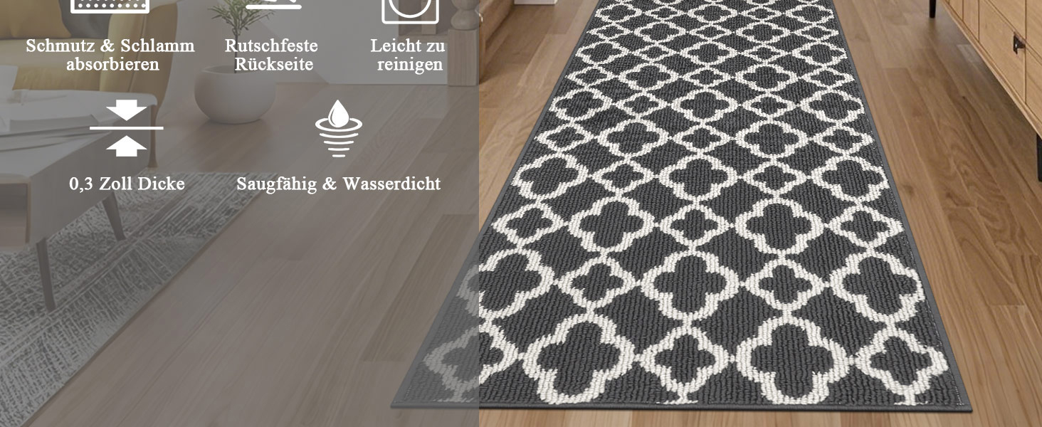 Килимок для підлоги SHACOS, антиковзаючий, для кухні, вітальні, передпокою, 50x150 см (60x300 см), темно-сірий