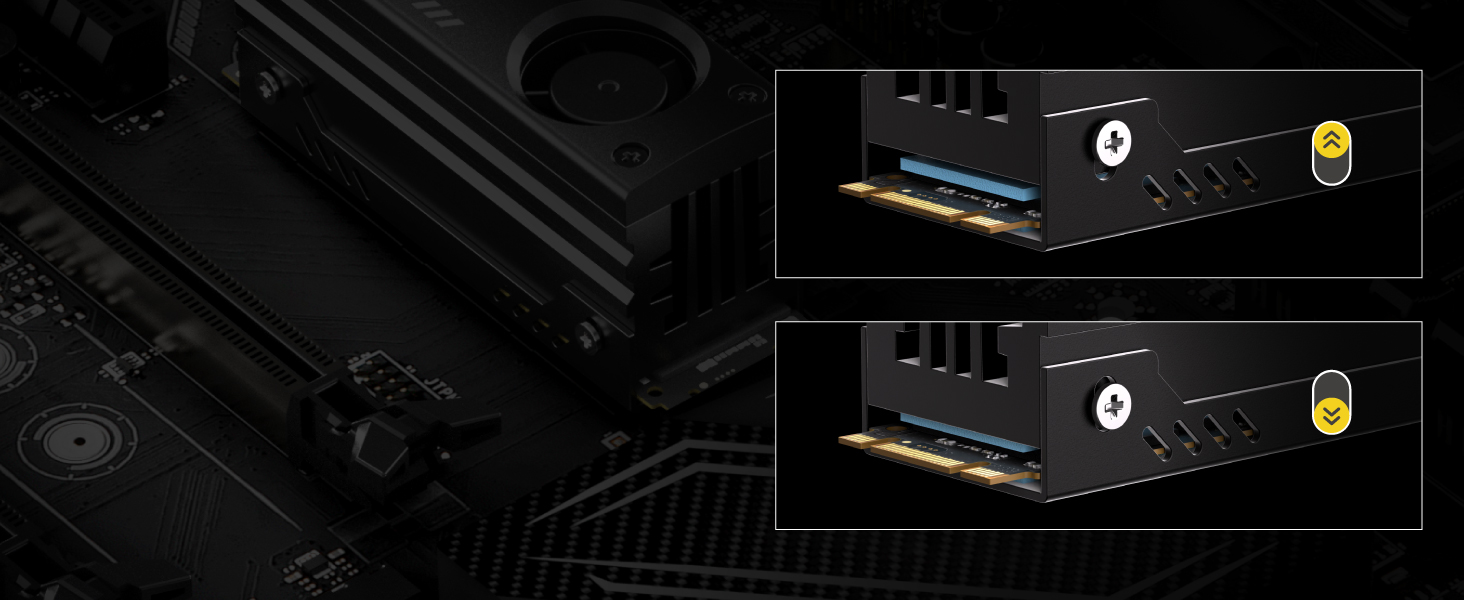 Радіатор охолодження M.2 SSD EZDIY-FAB з вбудованим 20mm PWM вентилятором, преміум-алюмінієвий дизайн, високопродуктивний кулер для M.2 2280 - Чорний - 1 шт.