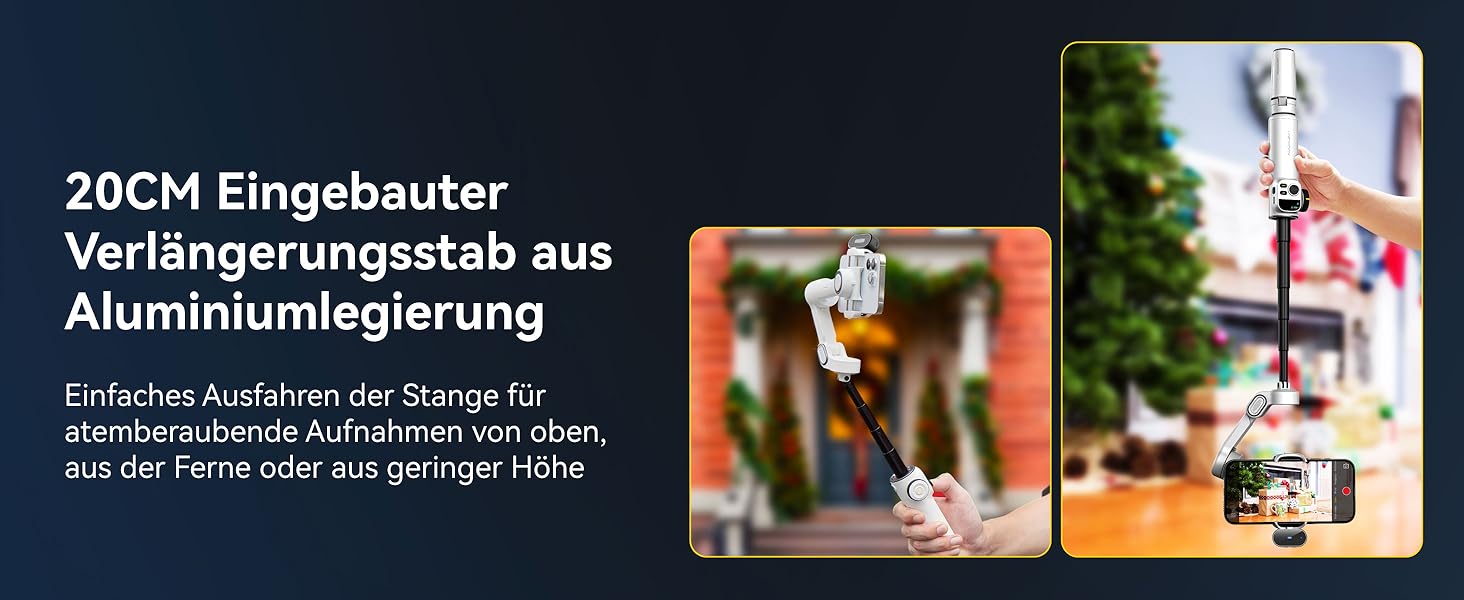 Стабілізатор для iPhone та Android з 3-осьовою стабілізацією та OLED-дисплеєм, 7.8