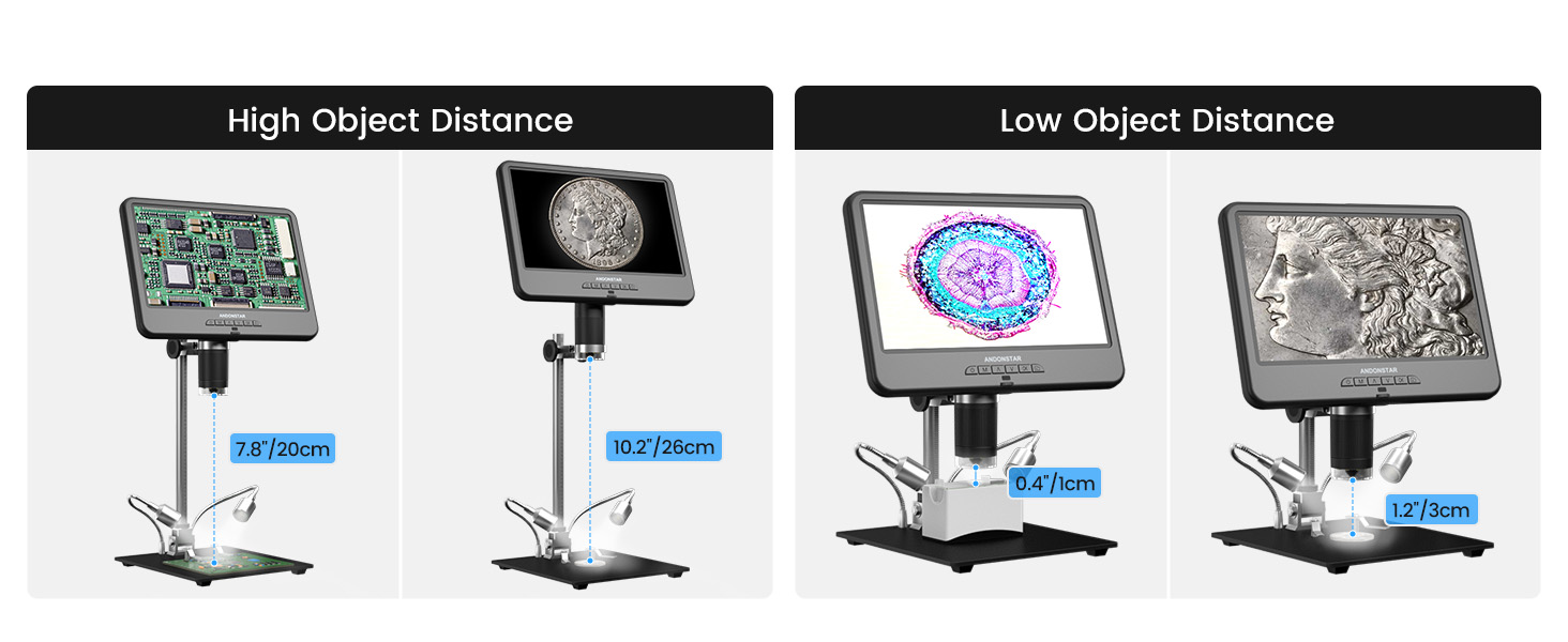 Мікроскоп цифровий Andonstar AD210 10.1 дюймів для дорослих, паяльний мікроскоп для ремонту електроніки, мікроскоп-камера для монет з повноекранним переглядом та підсвічуванням