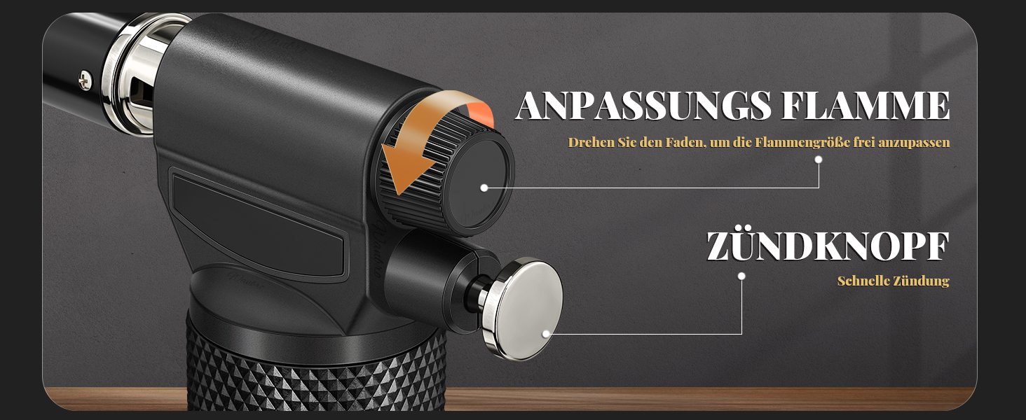 Газовий запальник для кухні з регульованим полум'ям Jet, одноручний, для приготування їжі, грилю, паяння (без газу), Zq1-bk