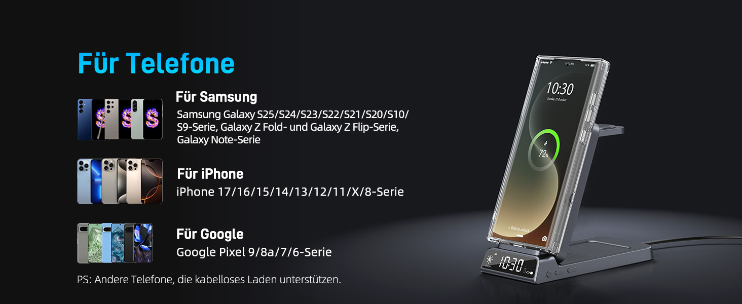 Бездротовий зарядний пристрій MagSafe 3-в-1 для Samsung Galaxy Fold/Flip, S24/S25 Ultra, Watch Ultra/8/7/6, Buds 3/3 Pro (Білий/Сірий)