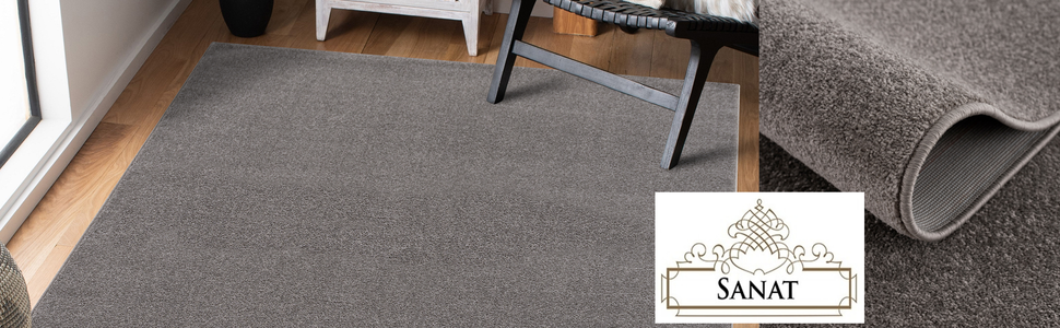 Килим Kurzflor SANAT для вітальні - однотонний сучасний килим для спальні, кабінету, офісу, коридору, дитячої кімнати та кухні - Бежевий, 120 x 170 см, прямокутний