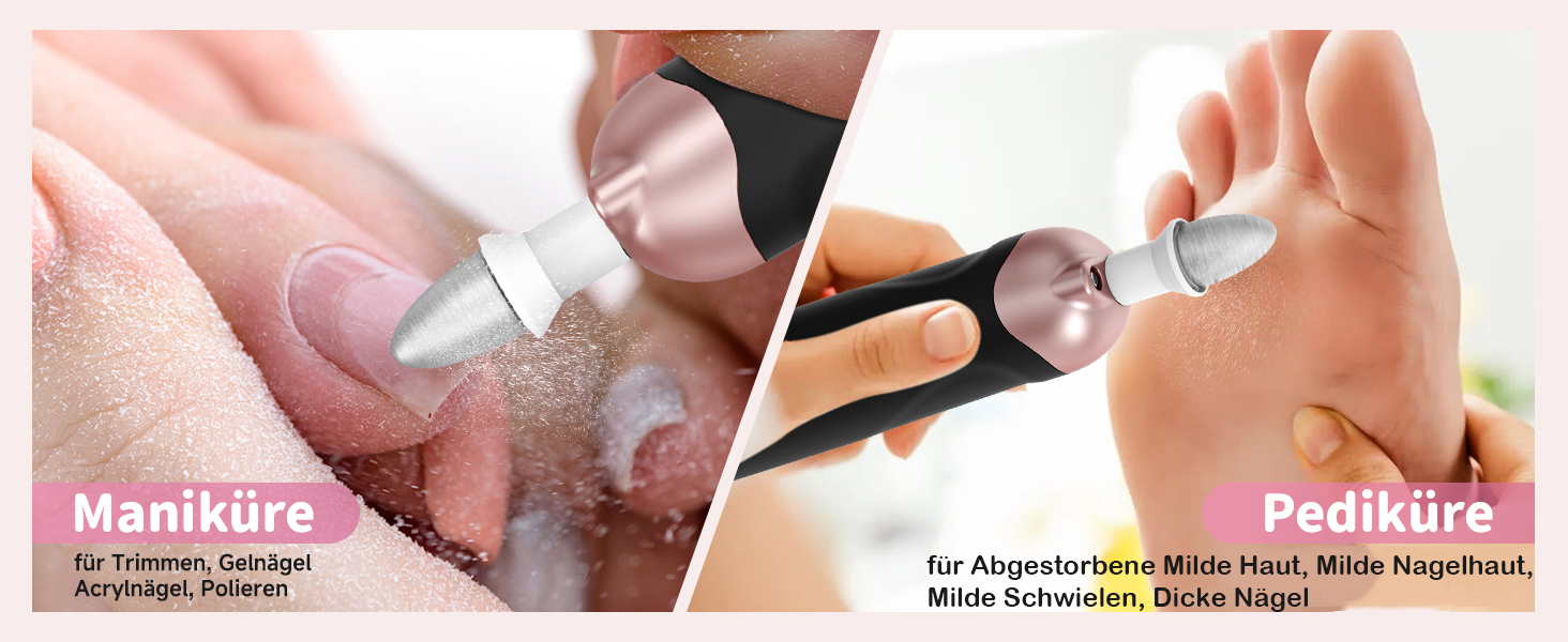 Електричний набір для манікюру та педикюру з LED-підсвічуванням: пилка для нігтів, 10 насадок