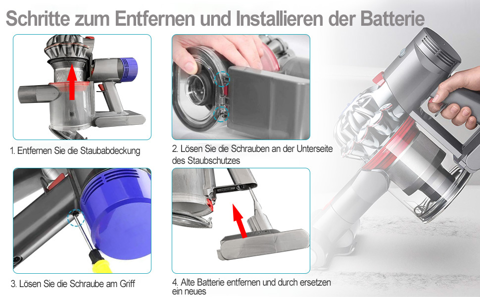 Акумулятор для пилососа Dyson V8 8.0Ah (215681) сумісний з Dyson V8 Animal/Absolute/Motorhead/Fluffy/SV10