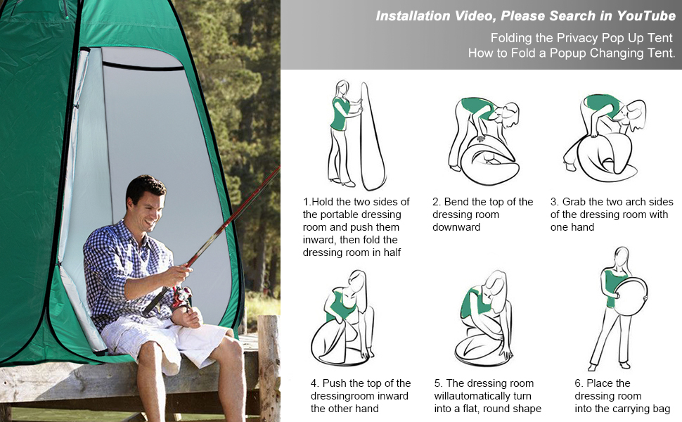 Pop Up Camping Toilet Tent with Shower - Portable Privacy Shelter for Outdoor Use - Green