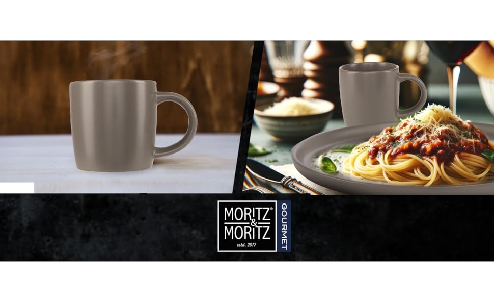 Набір чашок для кави Moritz & Moritz NORDIC, 6 шт, сірий колір, 300 мл, з ручкою, з високоякісної кераміки