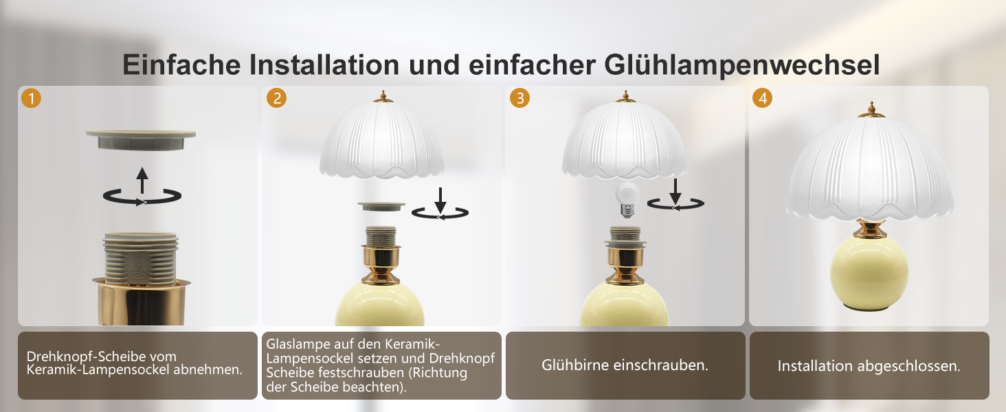 LED настільна лампа, невеликий скляний світильник з 3 режимами кольору, вінтажний приліжний світильник для вітальні та спальні