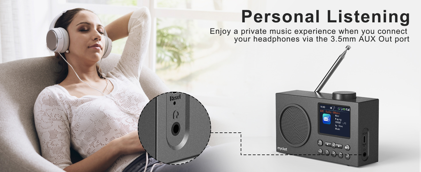 Портативне DAB/DAB+ радіо з цифровим радіо UKW, FM, Bluetooth 5.0, двома будильниками, 40 попередніх станцій та 2.4