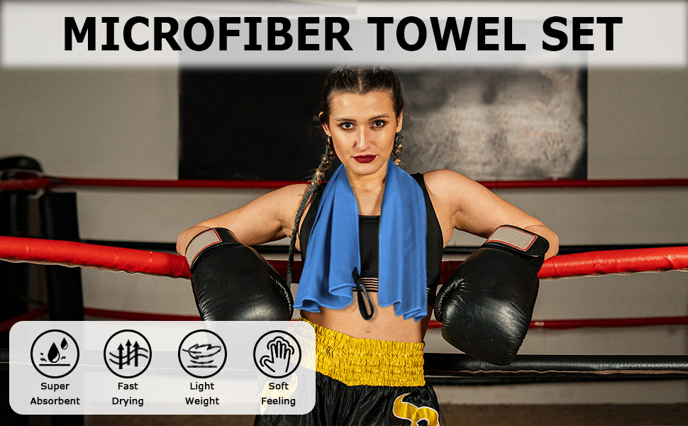 Набір рушників з мікрофібри 2 шт. | 180x60 см (великий) + 80x40 см (малий) | Швидковисихаючі рушники для душу, спорту, пляжу, фітнесу (темно-синій)