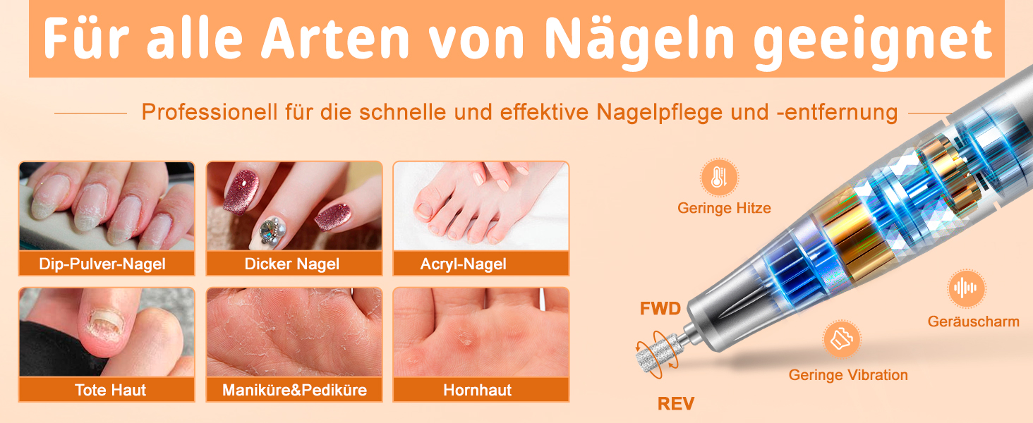 Електрична нігтьова пилка професійна 45000 об/хв з LCD-дисплеєм для гелю та акрилу, з фіксацією біт, набір для манікюру та педикюру, білий