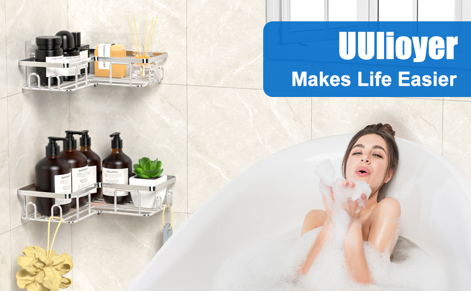 Набір кутових поличок для душу без свердління, водонепроникні, з нержавіючої сталі (3 шт. чорний, 2 шт. срібний)