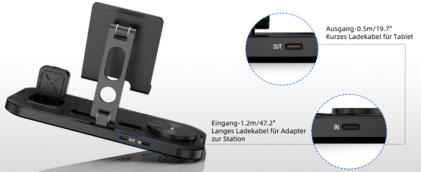 Бездротова зарядка 4-в-1 для Apple iPhone, Apple Watch, AirPods та iPad, з кабелями, чорний