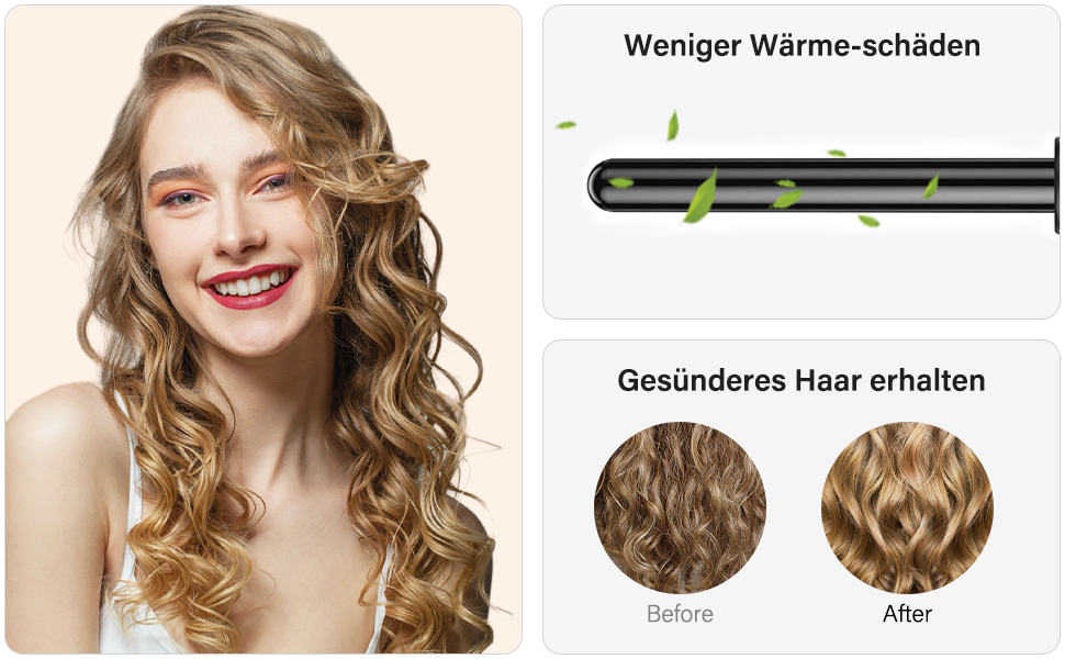 Janelove Welleneisen 3 Fässer: Керамічний локон для волосся 10-32 мм, 180°C/210°C, 5-в-1, з рукавичкою та кліпсами (Чорний)