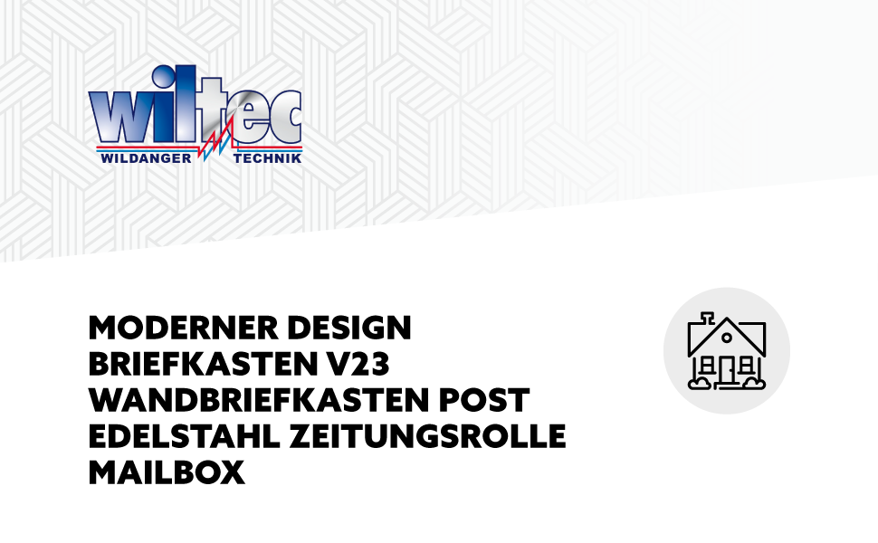 Поштовий ящик Wiltec Designer V23 з нержавіючої сталі 370x102x370 мм, настінний, з замком та відділенням для газет