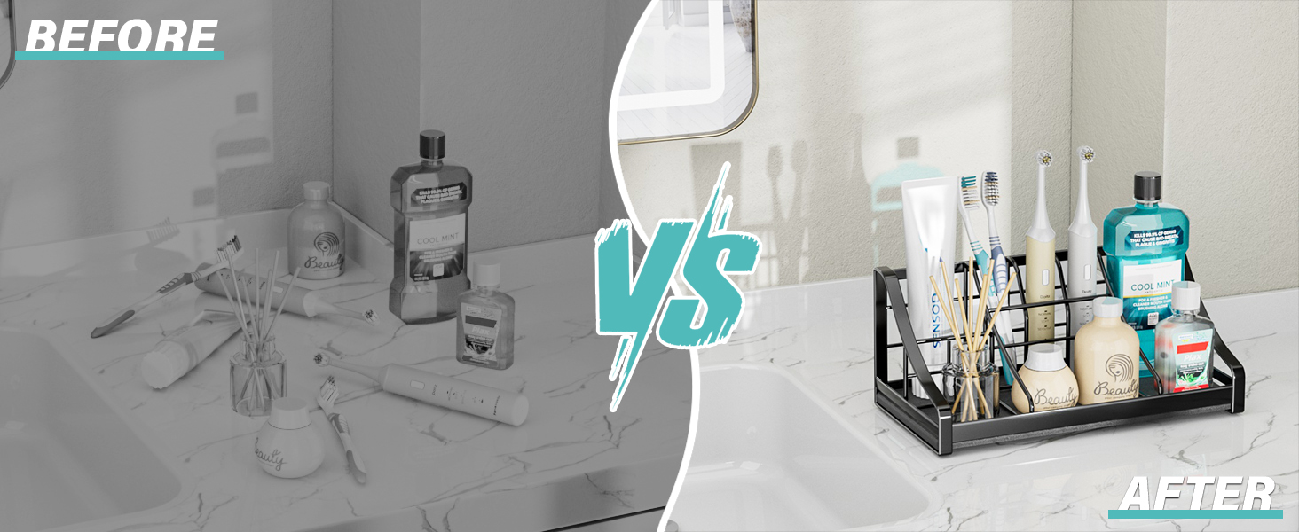 Toothbrush Holder, Quick-Drying Organizer – Bathroom Countertop Organizer, Kids, Electric Toothbrush Toothpaste Holder – 7 Compartments, Bathroom Vanity, Accessories, Storage
